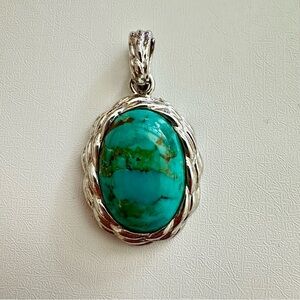 Silver and Turquoise Western Style Pendant